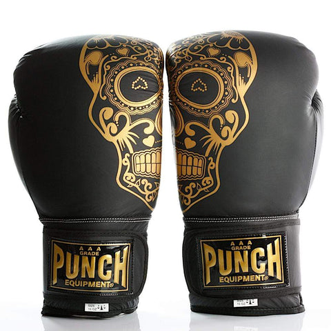 Punch Equipment Boxing Gloves Punch Equipment Trophy Getters Gold Skull Leather Boxing Gloves 16oz